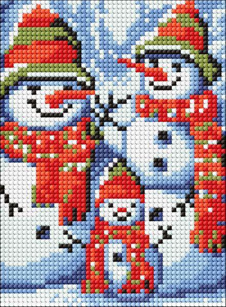 Алмазна мозаїка без підрамника Ideyka Чарівні сніговики 15х20 см (Id-AMM1071)