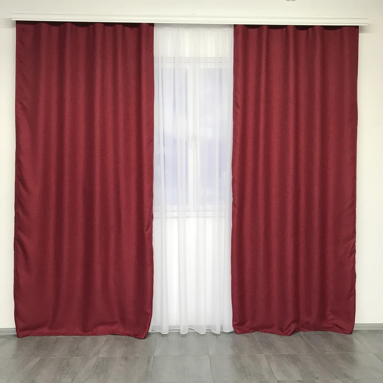 Льняные шторы ALBO Блэкаут 150x270 см 2 шт. Бордовый