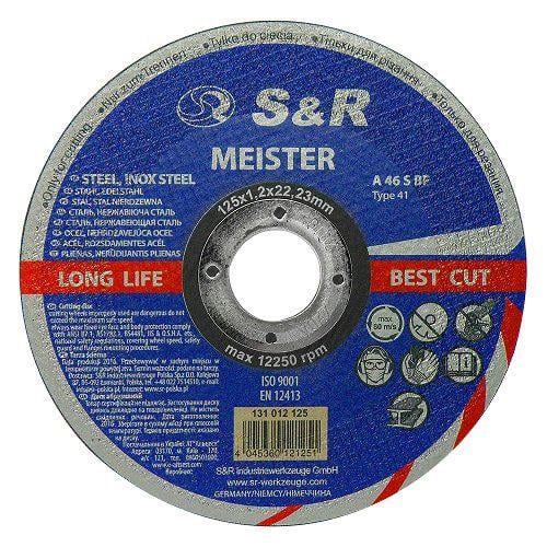 Круг отрезной S&R Meister по металлу и нержавеющей стали A 46 S BF 125x1,2x22,2 мм (131012125)