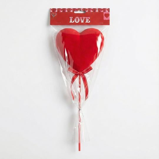 Декоративне флокове серце на паличці 33 см (2021-002)