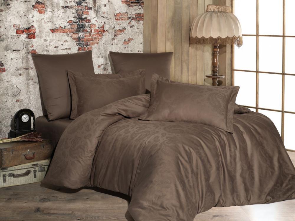 Комплект постельного белья Sultana Belizza Carolina Kahve жаккард евро 9983353 Кофейный (DR012807)