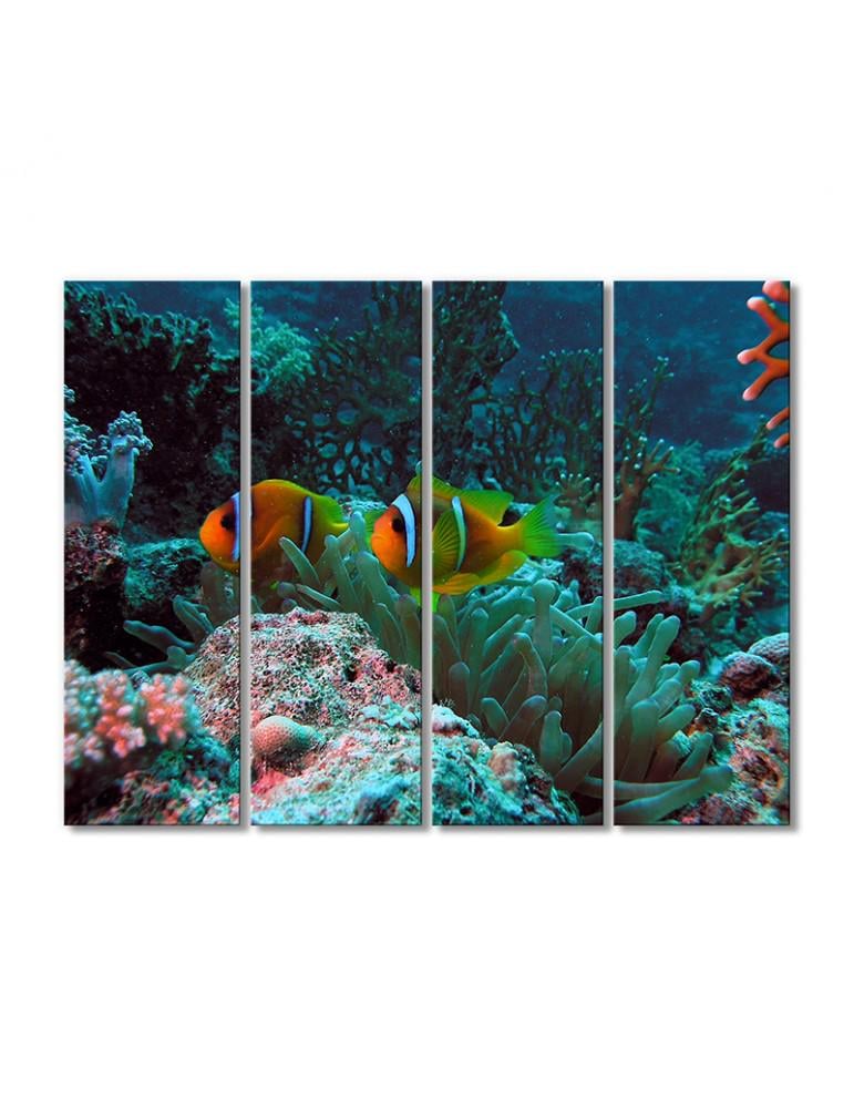 Картина модульная Рыбки клоуны 4 модуля 120x180 см