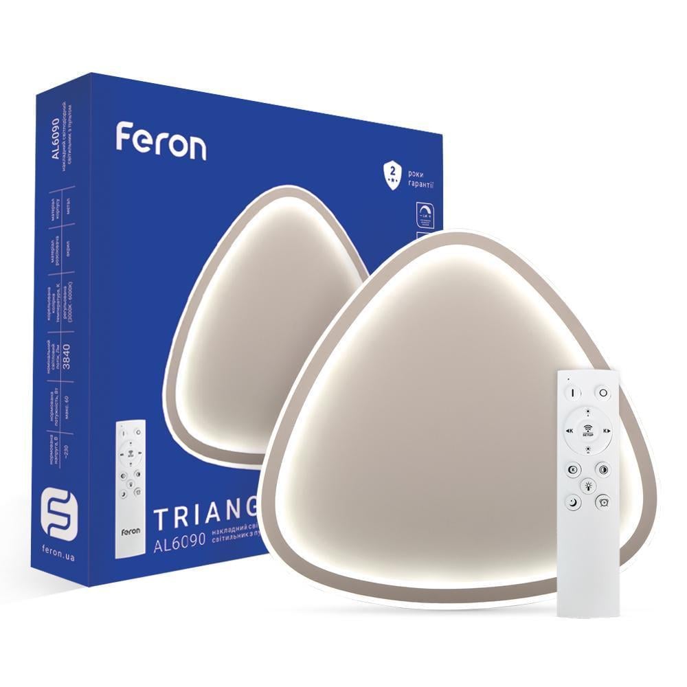 Люстра светодиодная накладная Feron AL6090 TRIANGLE 60 Вт Белый (15381)