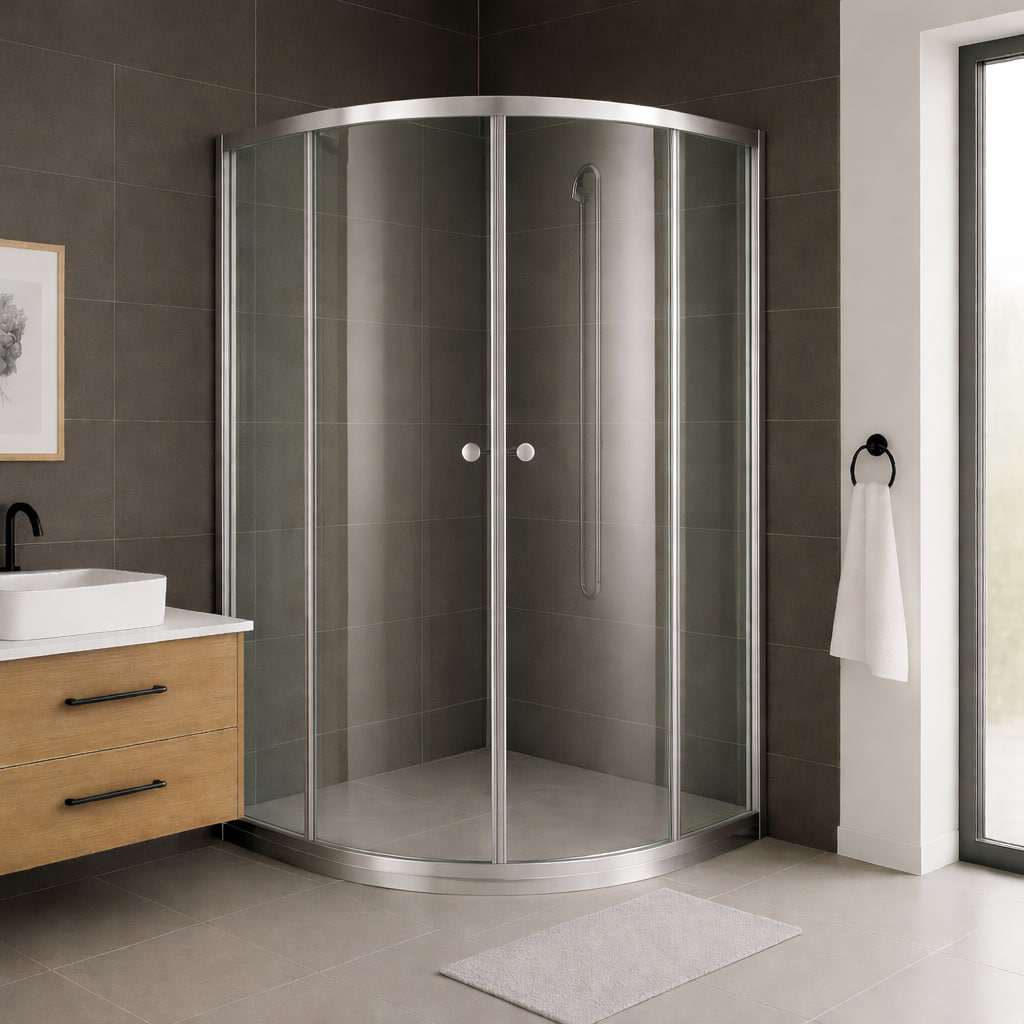 Душова кабіна Shower SATURN STN-005-6 без піддону напівкругла розсувні двері прозоре скло 6 мм 90х90х190 см (C15596)