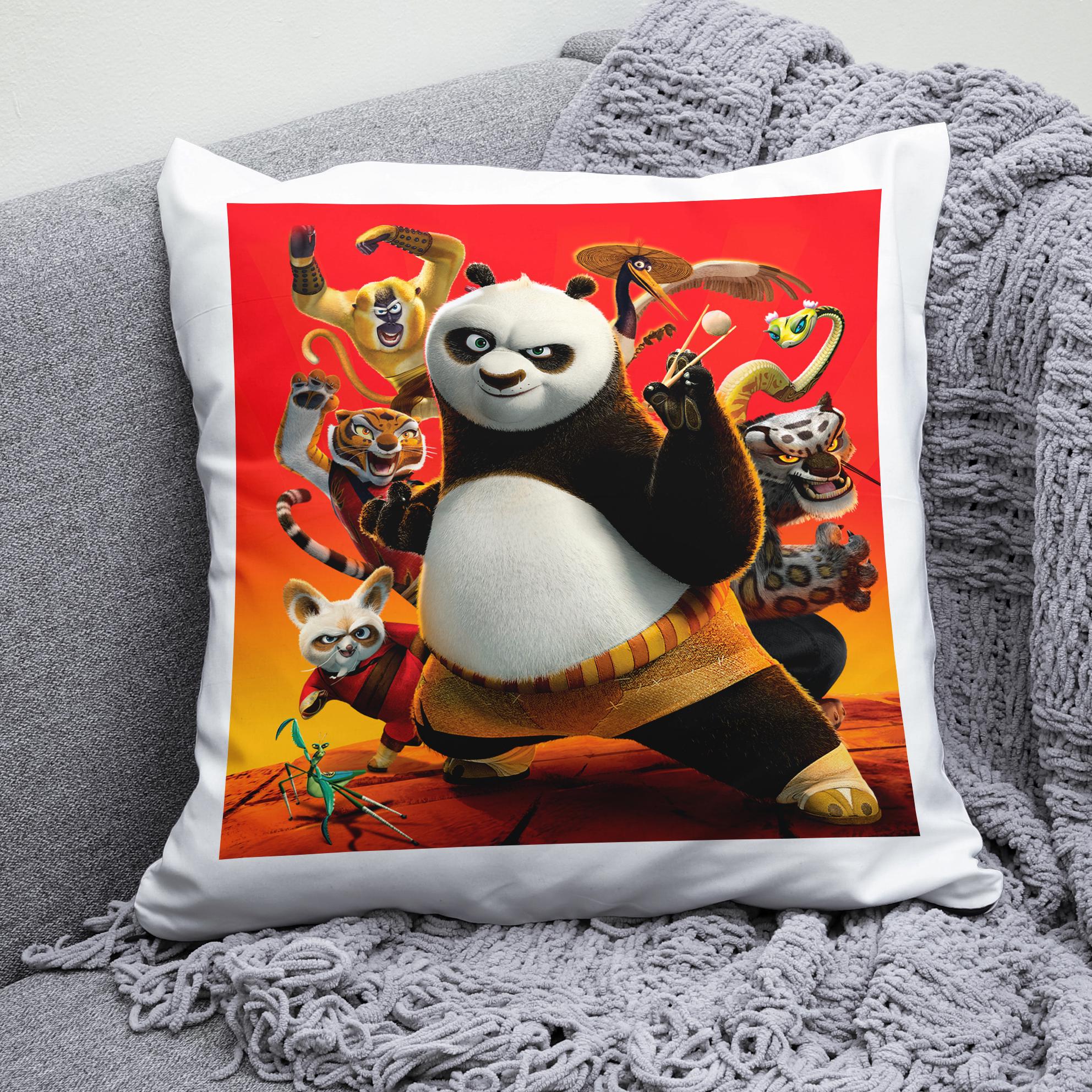 Плюшевая подушка квадрат с принтом Kung Fu Panda