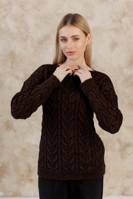 Джемпер вязаный ART KNIT Асоль с люрексом S/M Шоколадный/Золотой (43575)