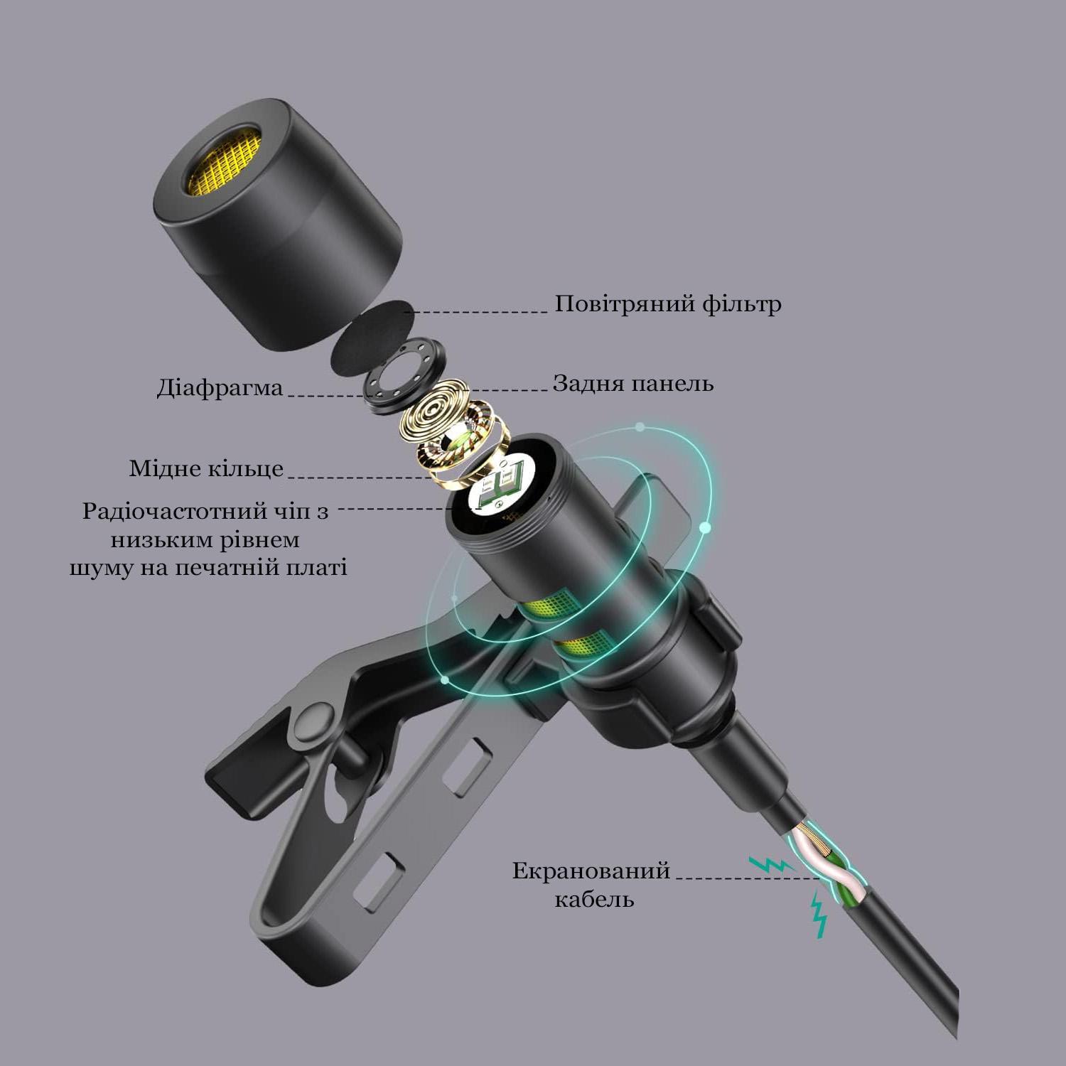 Микрофон петличный EMISSE для смартфона камеры и ПК mini-jack 3,5 мм - фото 3