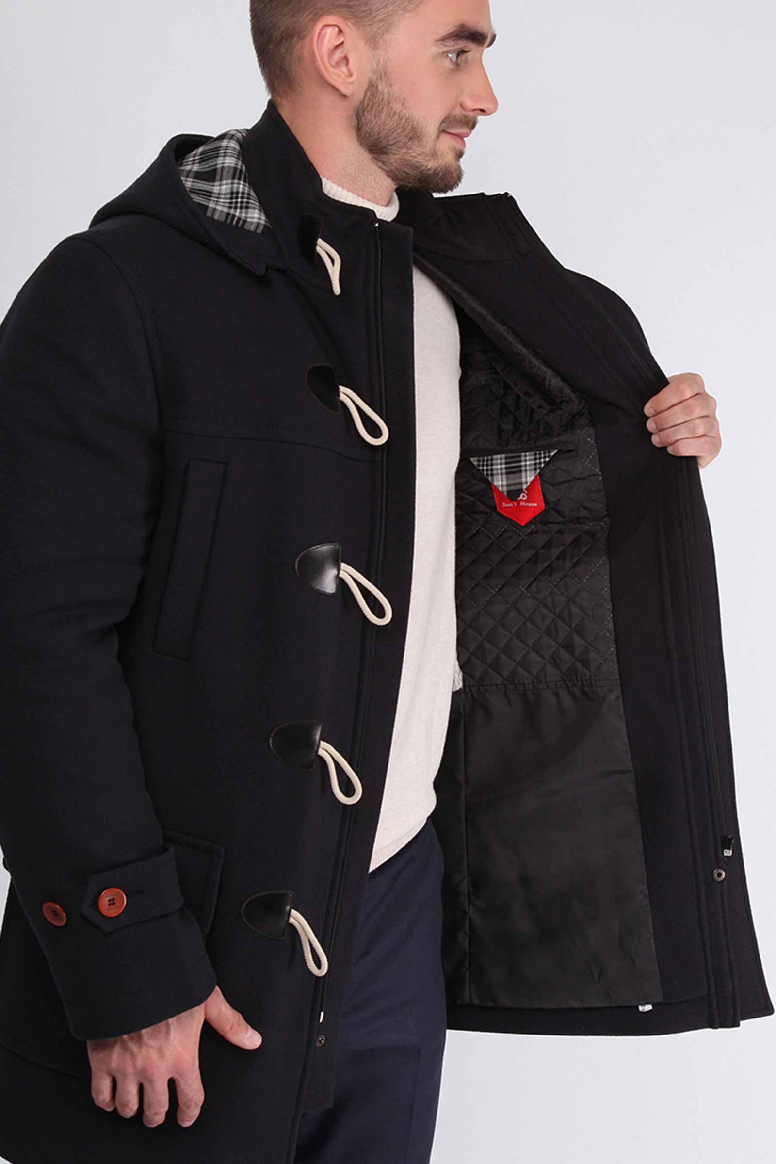 Пальто мужское зимнее Duffle coat р. 58 Синий (К-099) - фото 4