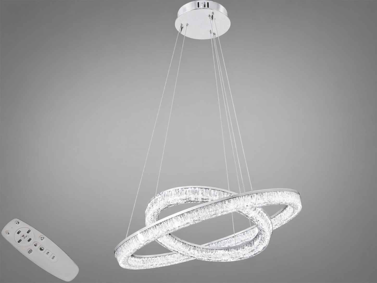 Люстра LED подвесная на 2 кольца 78 Вт/пульт Белый (D9711/600+400WH)