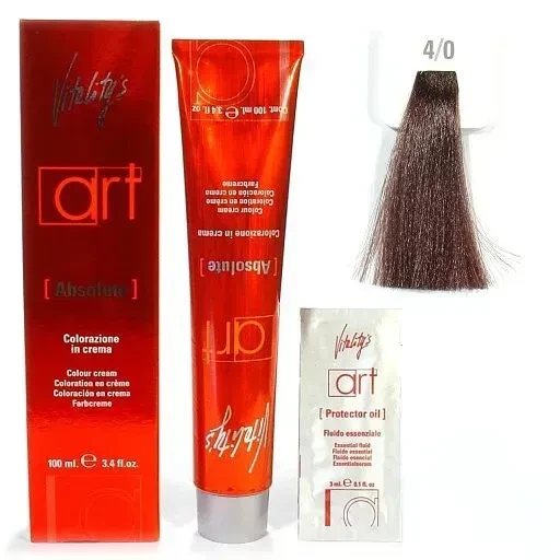 Крем-краска для волос с масляным коктейлем Vitality’s Art Absolute Hair Color Cream 4/0 Шатен 100 мл