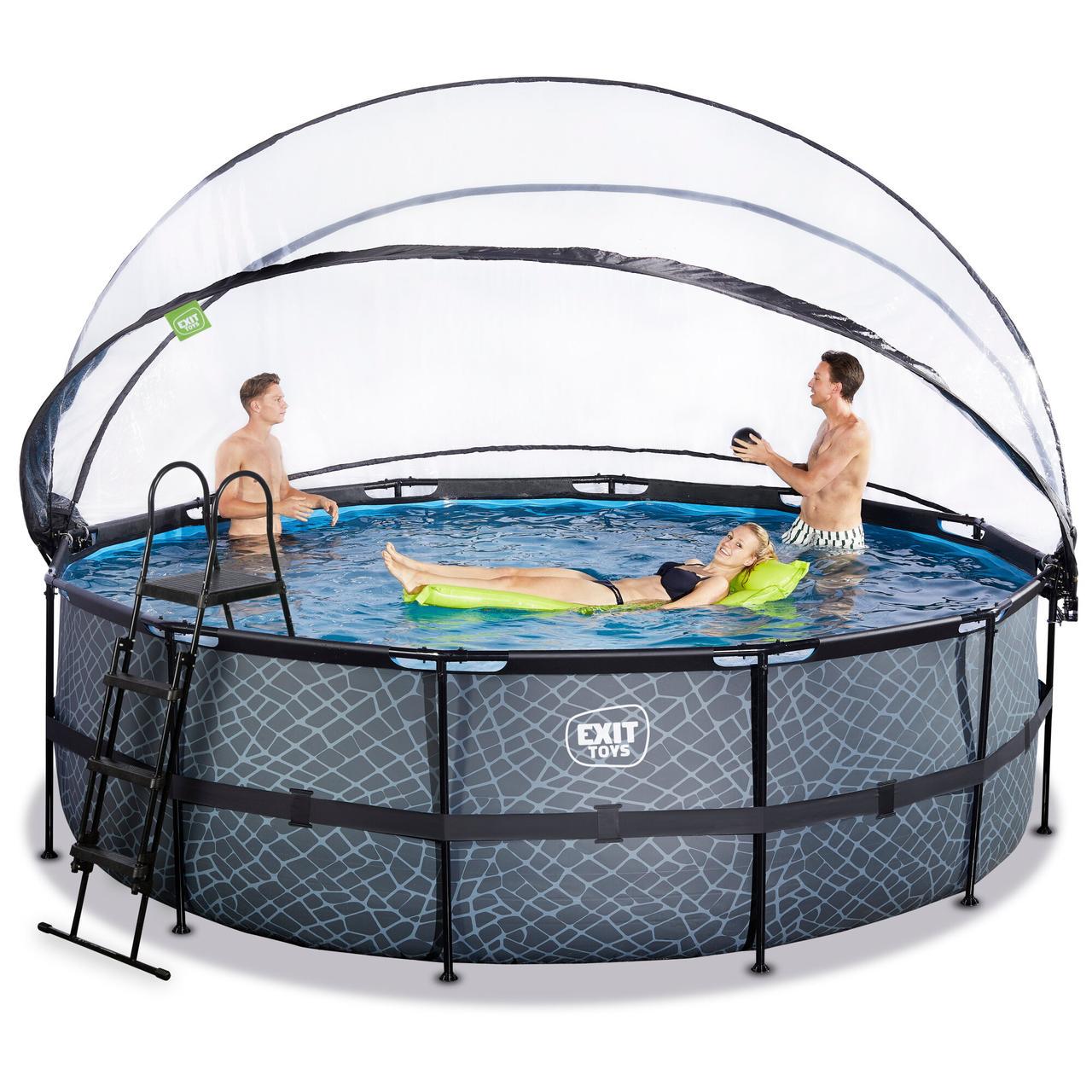 Бассейн с куполом Exit Toys тепловой насос/есочный фильтр 488х122 см Камень