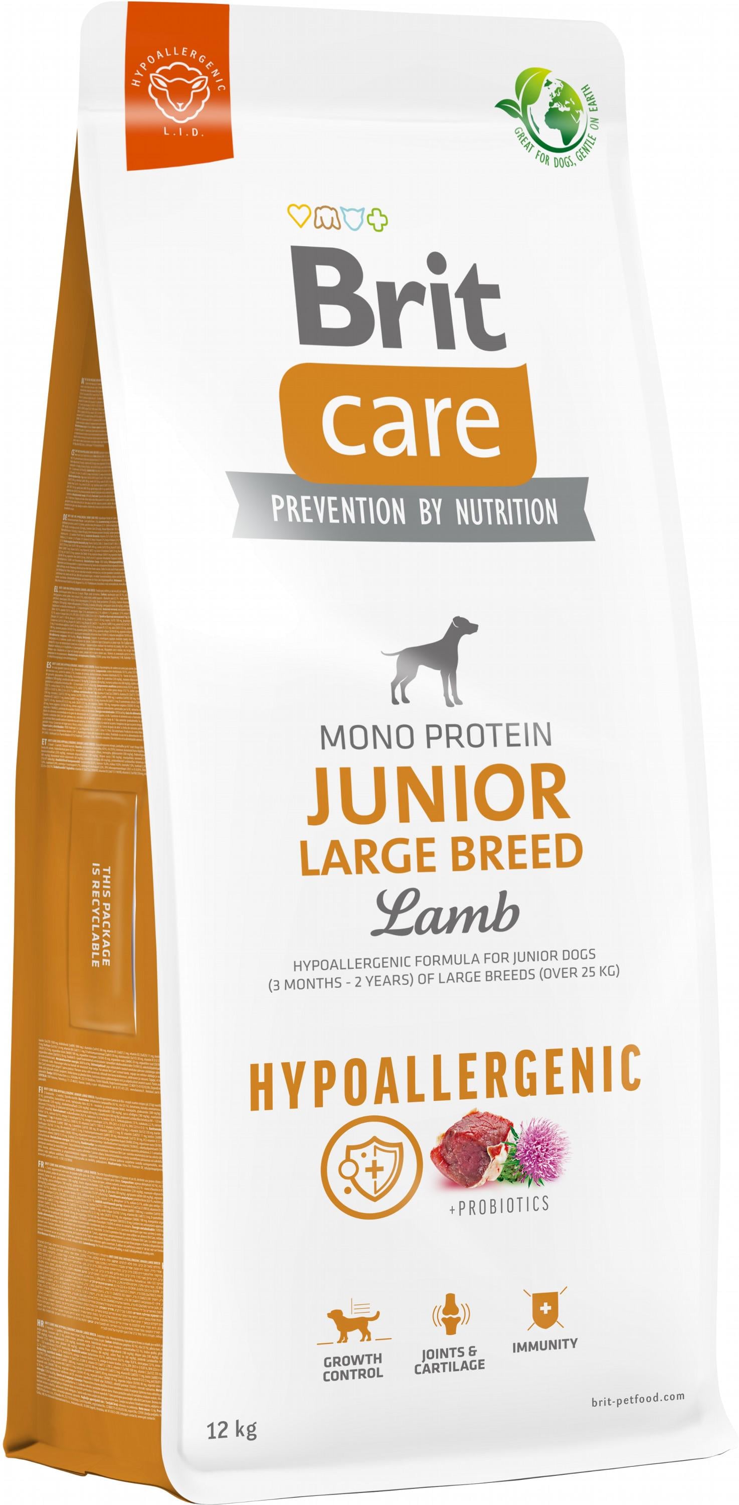 Корм для молодих собак великих порід Brit Care Dog Hypoallergenic Junior Large Breed з ягням гіпоалергенний 12 кг (8595602559046)
