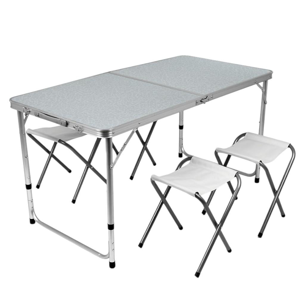 Туристичний стіл-валіза Folding Table розкладний з 4 стільцями 120х60х70 см Білий (MH-5309S)