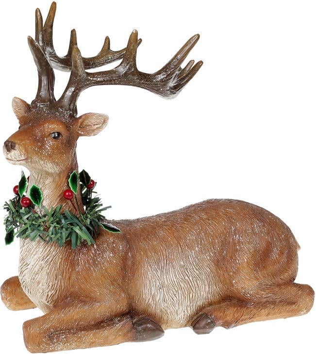 Фигура декоративная Олень с венком 26х17, 5х23, 5 см Коричневый Фигура декоративная Олень с венком 26х17, 5х23, 5 см Коричневый