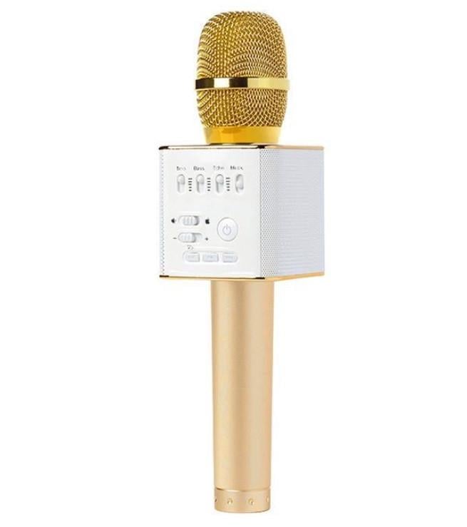 Микрофон SUNROZ Q9 беспроводной для караоке USB Золотистый (SUN5749)