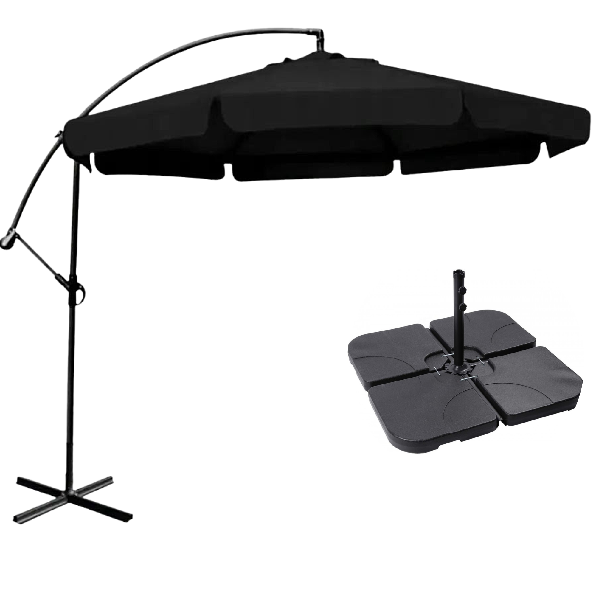Зонтик раскладной Bonro с уличной подставкой с наклоном для дачи/сада 350 см Черный (10637822)