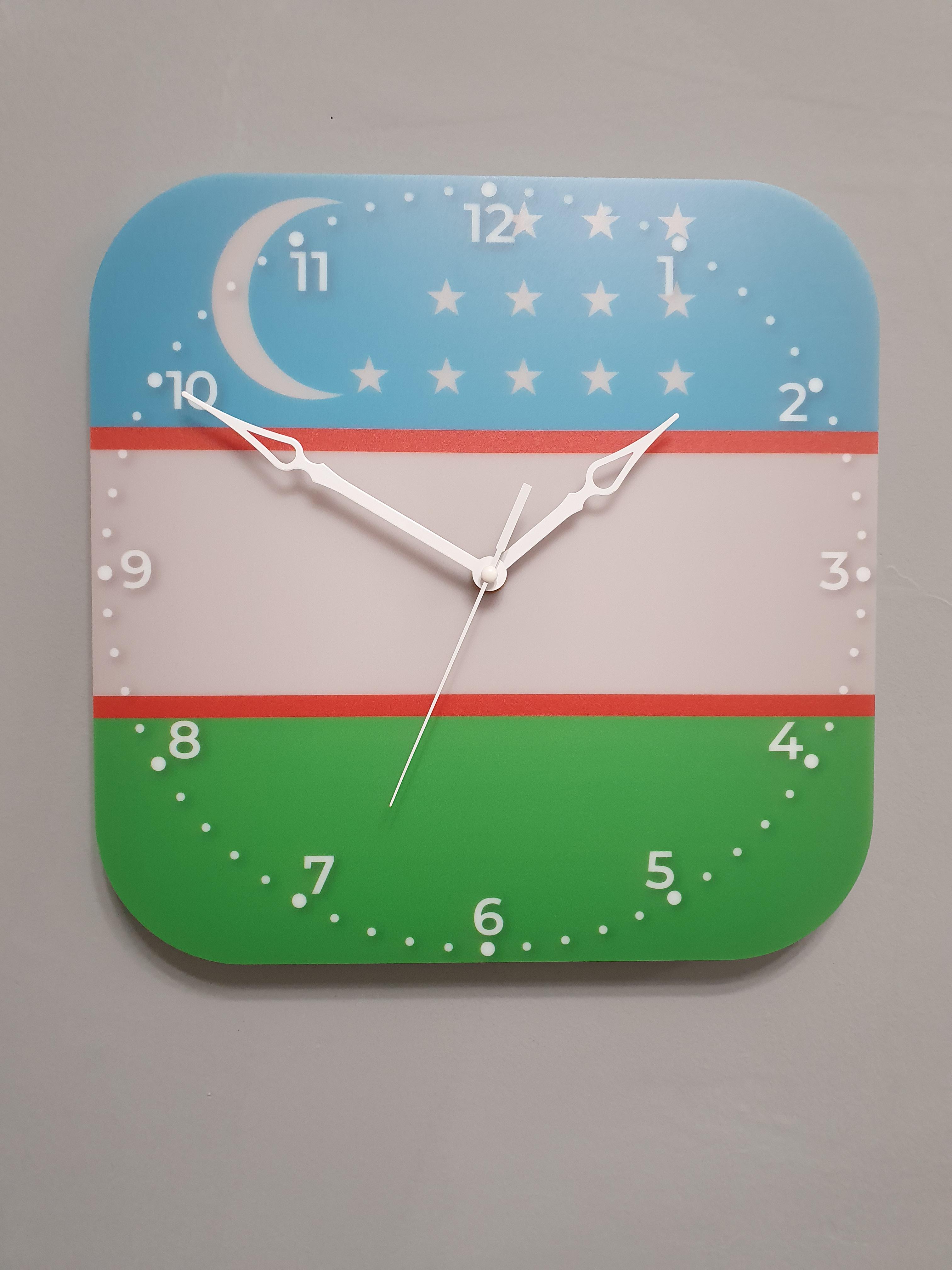 Часы настенные флаг Узбекистана (3824)