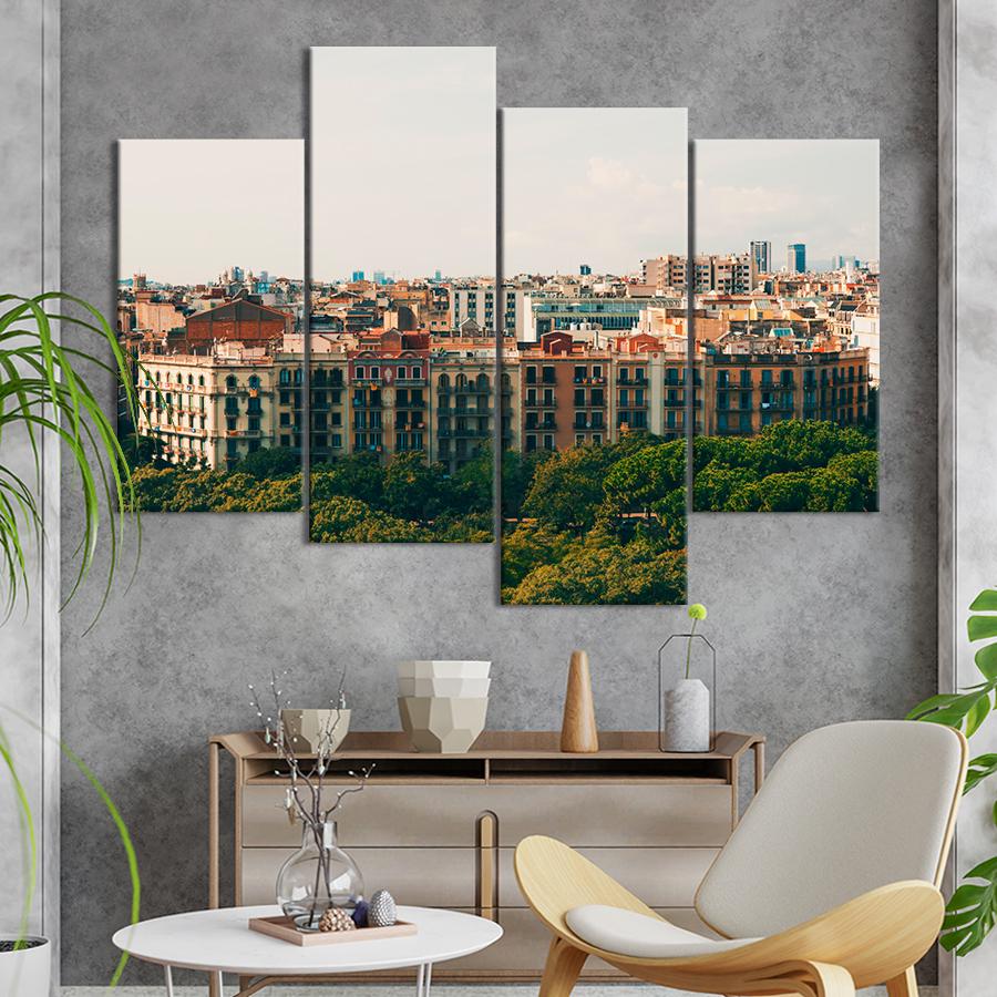 Картина город Красивый вид на Барселону 89x56 см (A675-4)