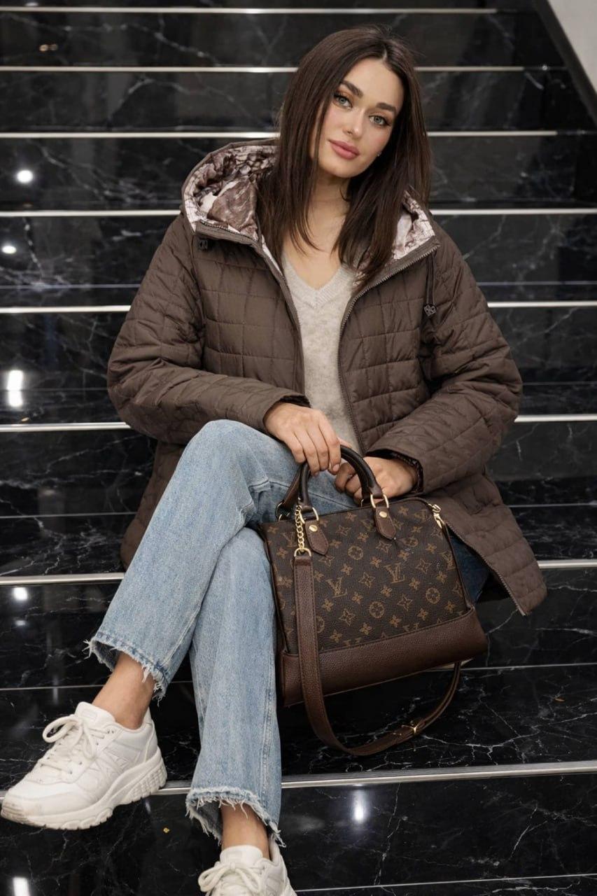 Куртка жіноча двостороння р. 48 Шоколадний (33242878)