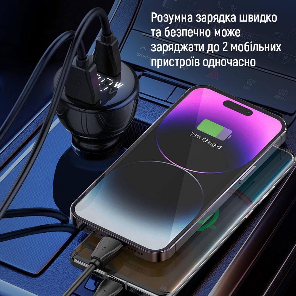 Зарядний пристрій автомобільний ColorWay 2 USB Quick Charge 3.0 36 W Grey (CW-CHA036Q-GR) - фото 8