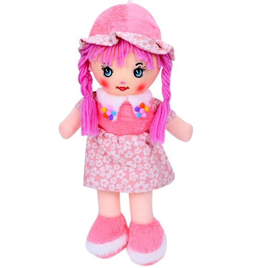 Кукла текстильная для девочки в шляпе с косичками для объятий 38 см (33305382)