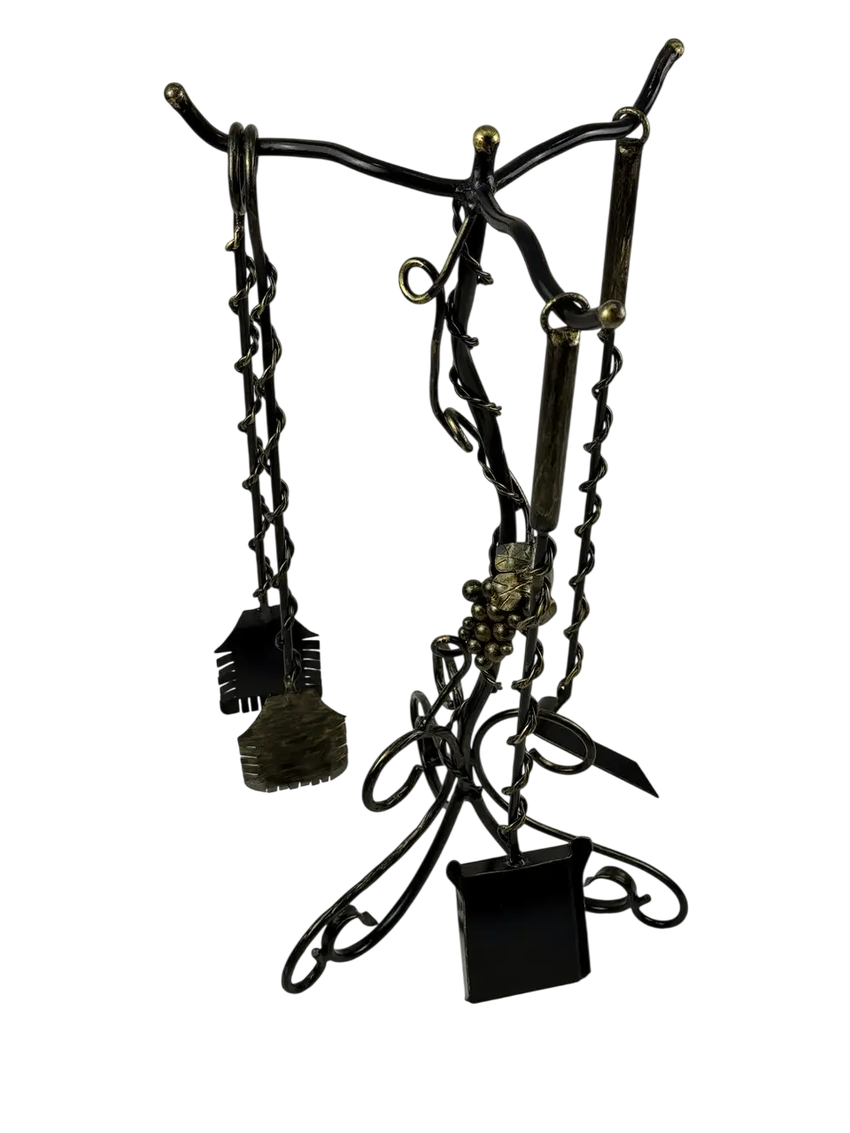 Каминный набор кованый GrillMaster KM-0103 стойка/совок/кочерга/щипцы 4 пр. Черный (10-164-KM-0103)