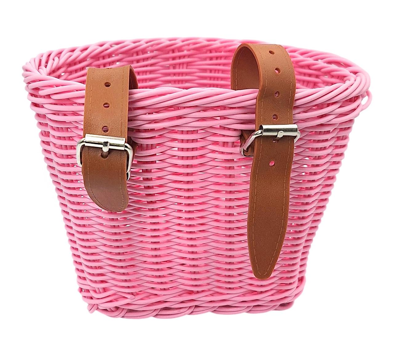 Кошик на дитячий велосипед/самокат плетений ретро 20х16х16 см Рожевий (G0001893) - фото 3 Кошик на дитячий велосипед/самокат плетений ретро 20х16х16 см Рожевий (G0001893) - фото 3