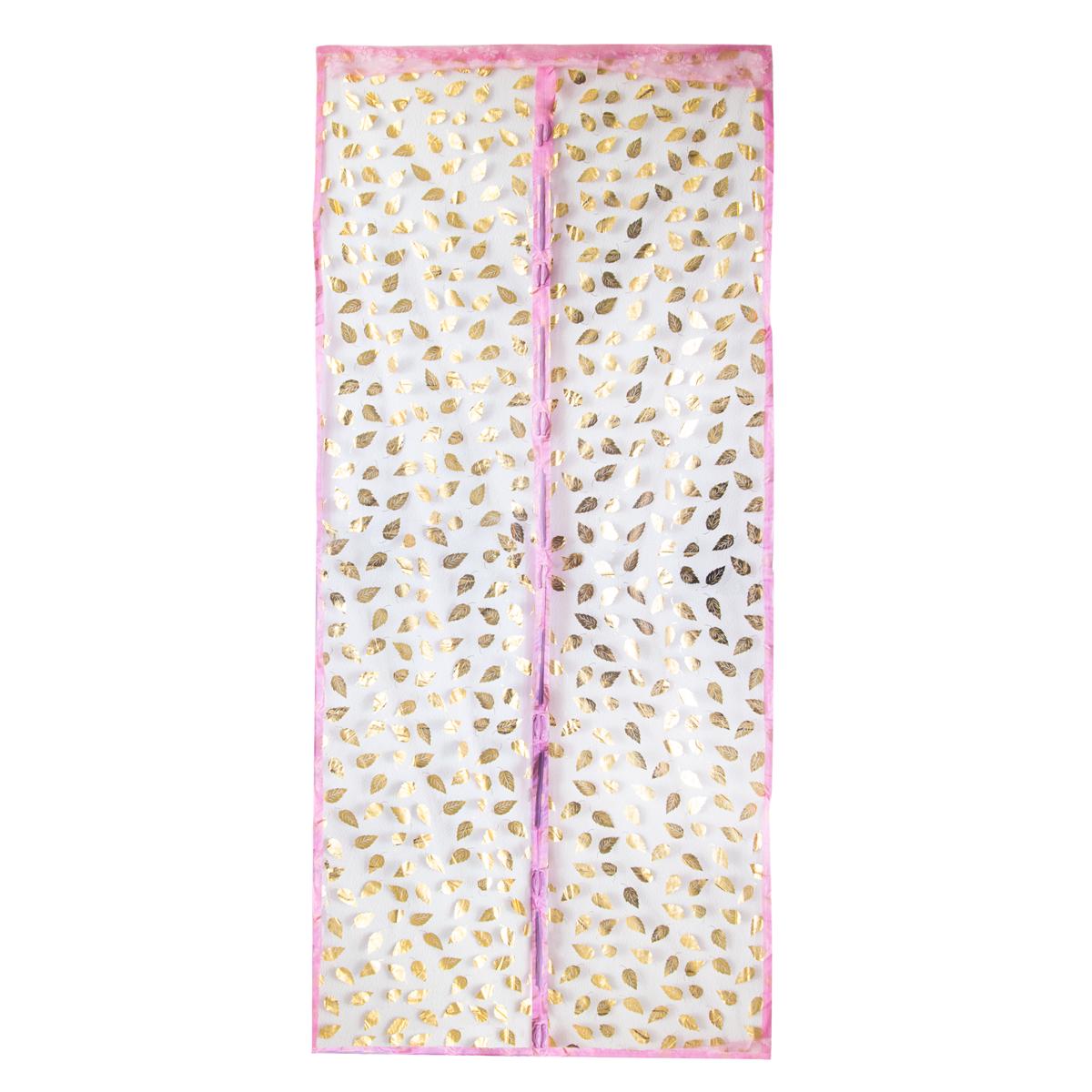 Антимоскитная сетка Золотые листья на магнитах 98х210 см Розовый (1010029-Pink)