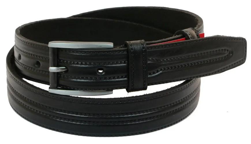 Ремень кожаный мужской Skipper 3,5 см Черный (super615_1038-35)