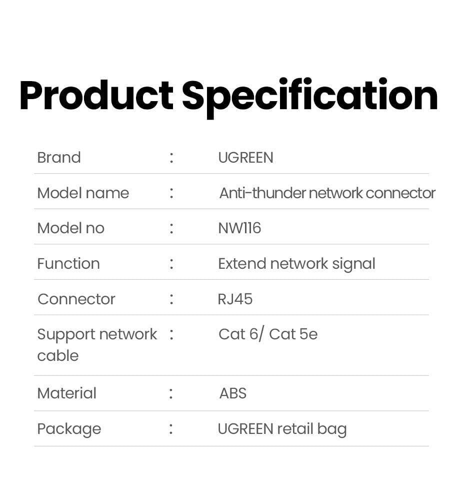 Інтернет-з'єднувач UGREEN Cat.6 FTP 1000 Мбіт/с 250 МГц RJ45 LAN RJ 45 Ethernet Keystone Чорний (30837) - фото 6