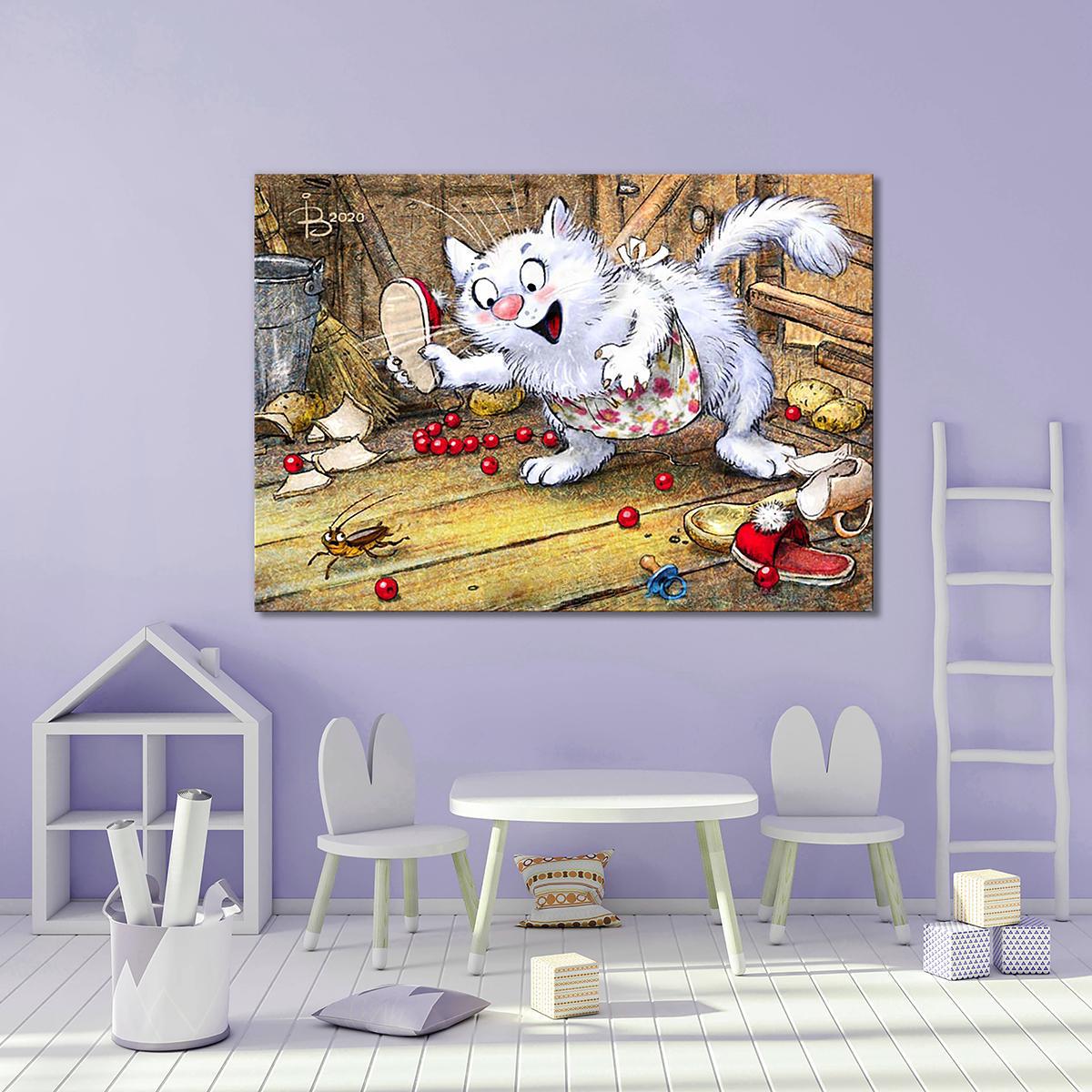 Модульная картина Мурочка в охотничьем азарте 1 модуль 40х60 см