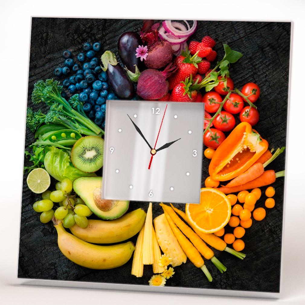 Часы Разноцветные овощи и фрукты 260x260 мм (C04192)