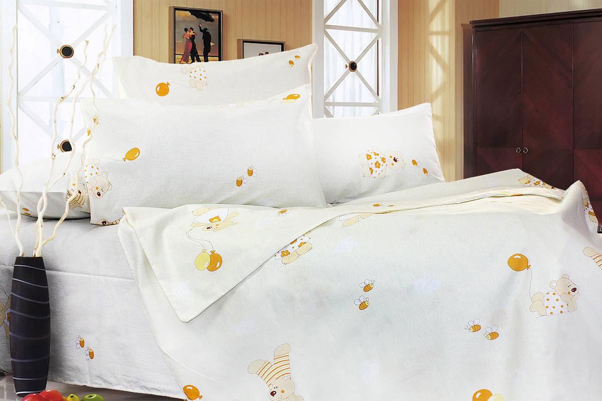 Простынь на резинке Т0496 120х60 Бежевый/Желтый (143981)