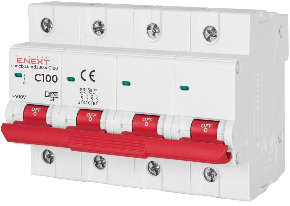 Автоматический выключатель E.NEXT e.mcb.stand.100.4.C100 4р 100А 10кА C (s002218)