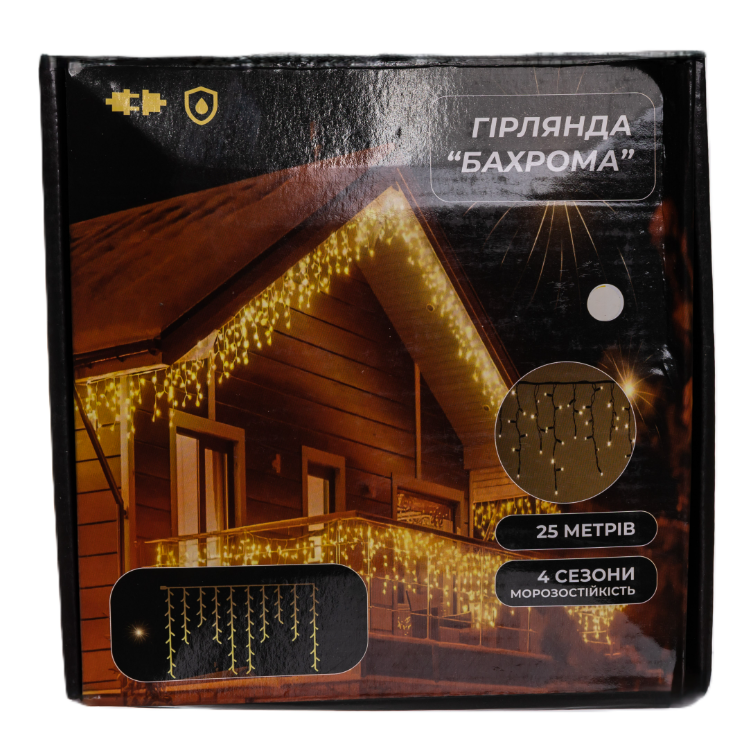 Гірлянда бахрома вулична 405 LED 25 м від мережі чорна нитка Білий - фото 6 Гірлянда бахрома вулична 405 LED 25 м від мережі чорна нитка Білий - фото 6