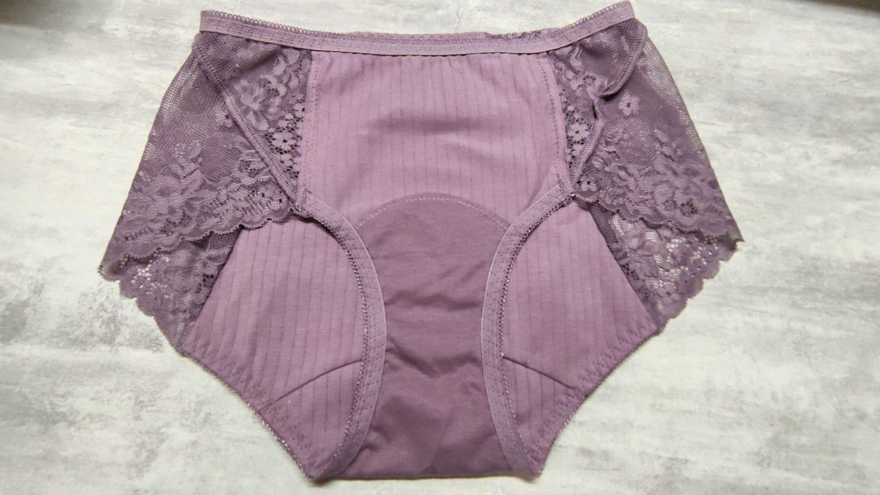 Трусики непромокаючі менструальні в рубчик із мереживними вставками L Фіолетовий - фото 4
