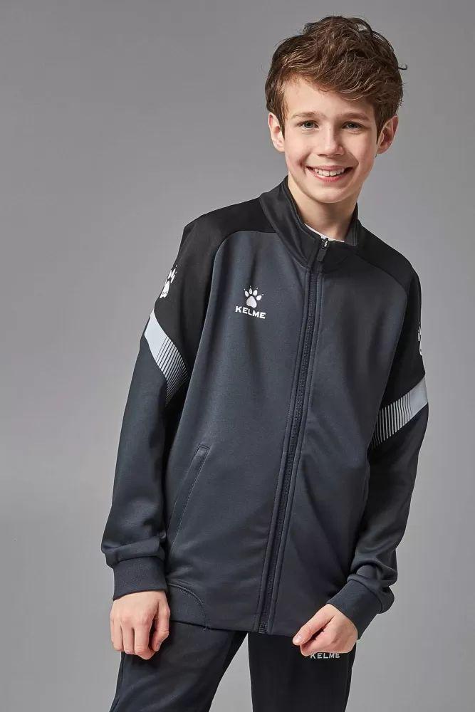 Олимпийка детская Kelme Warrior 8061Wt3002.9201 160 см Темно-серый/Черный - фото 2