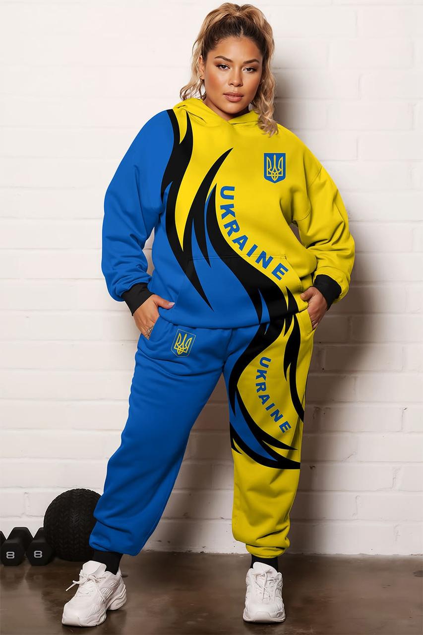 Спортивний костюм жіночий Прапор батал 4XL Синій/Жовтий (200088)