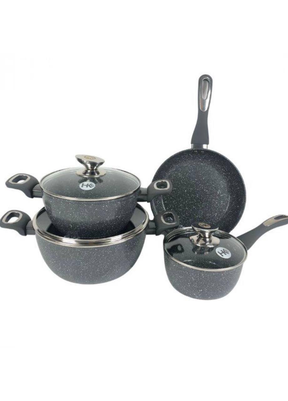 Набір посуду Higher НК-314 для кухні зі сковородою граніт 7 пр. Сірий (HK-30757) Набір посуду Higher НК-314 для кухні зі сковородою граніт 7 пр. Сірий (HK-30757)
