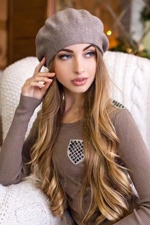 Берет вязаный Эва Темный кофе (2270-50)