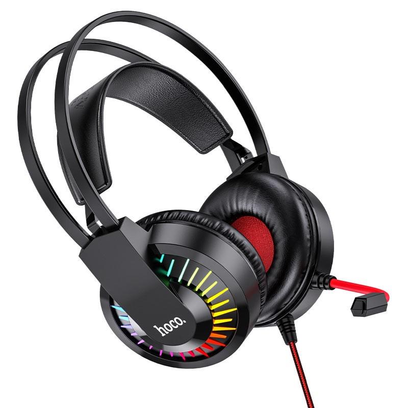 Наушники игровые с микрофоном Hoco W104 Drift Gaming RGB подсветка Красный - фото 4