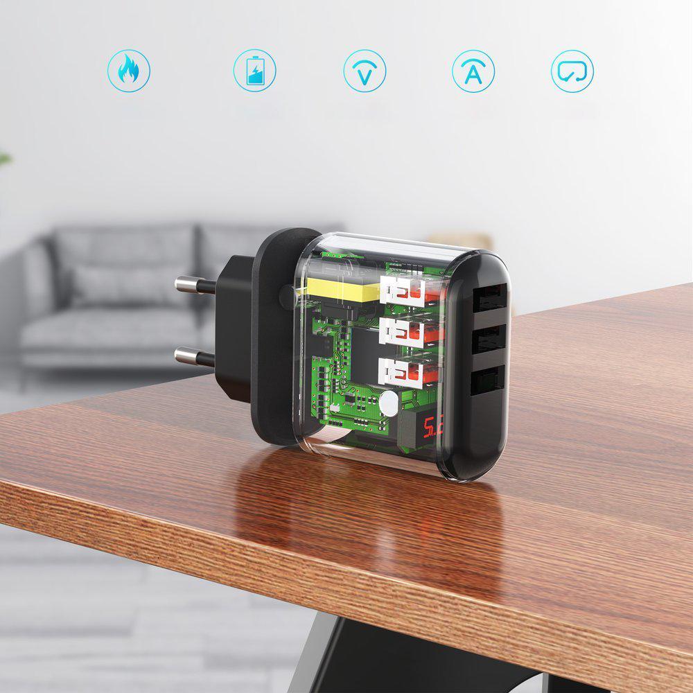 Зарядное устройство Choetech Q5009 5 V 3,4 A 3хUsb-A digital wall charger - фото 2 Зарядное устройство Choetech Q5009 5 V 3,4 A 3хUsb-A digital wall charger - фото 2