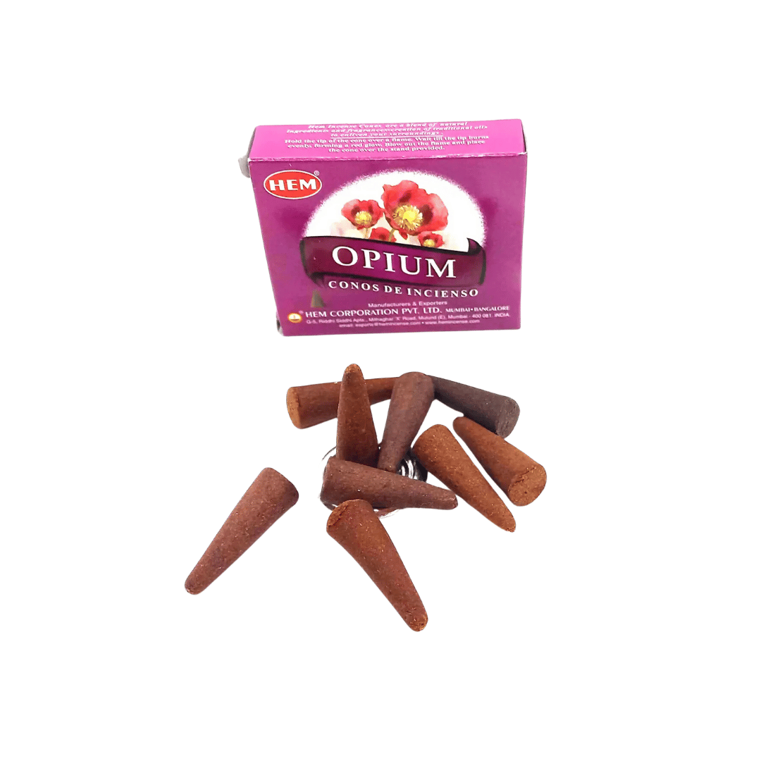 Конусы ароматические Hem Opium Опиум Опиум с подставкой 10 шт. (8901810480469)