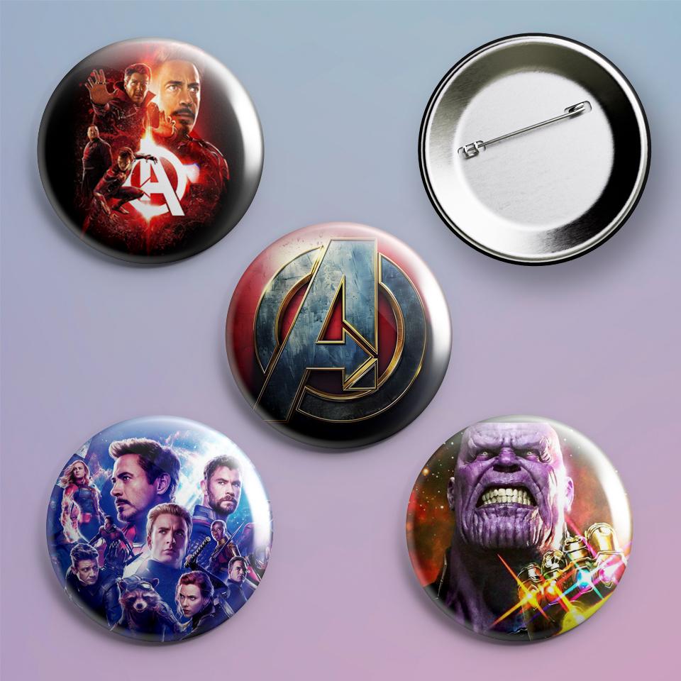 Значки на рюкзак с принтом The Avengers 4 шт.