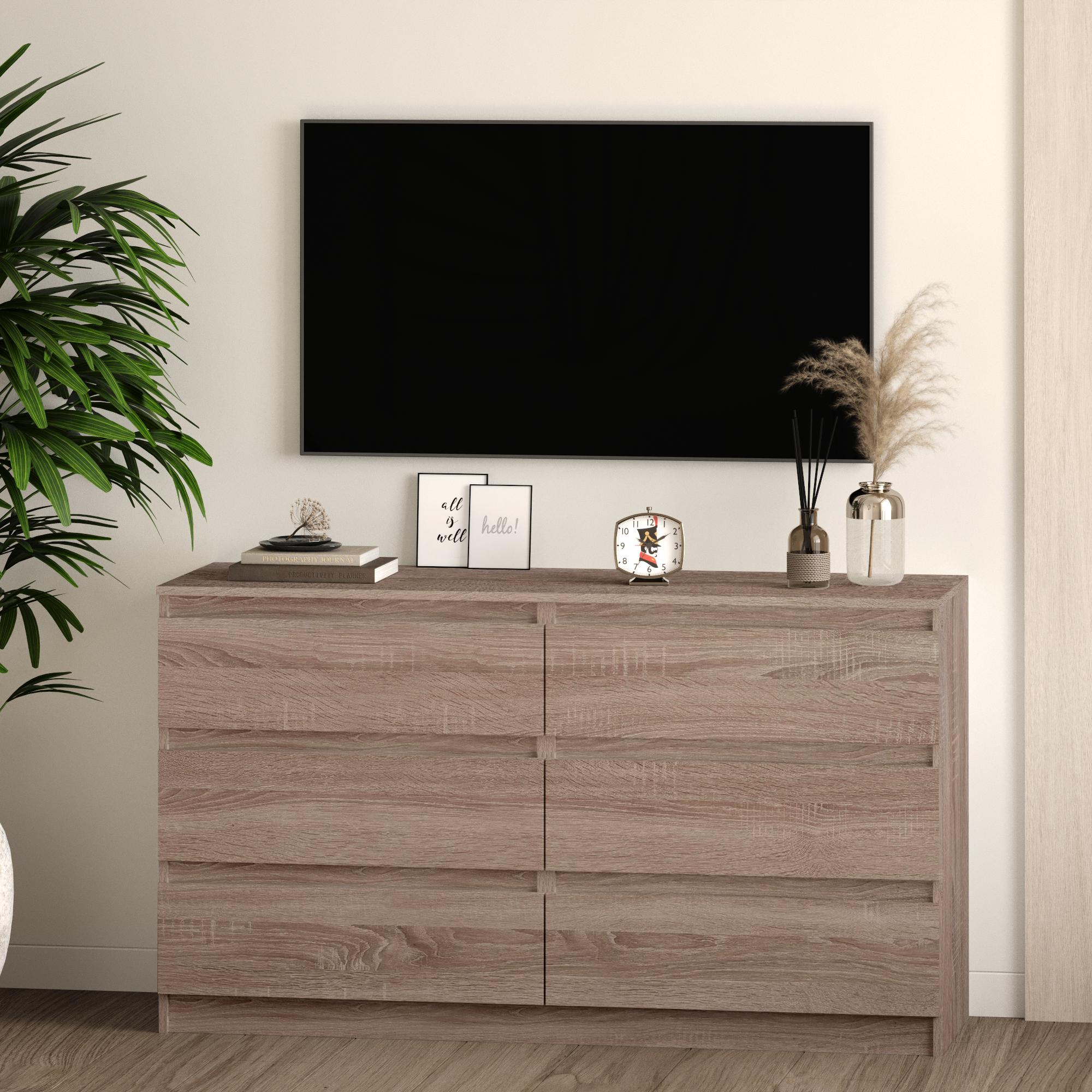 Комод на 6 ящиков без ручек Line TVF6 1400x450x800 мм Дуб Сонома Трюфель
