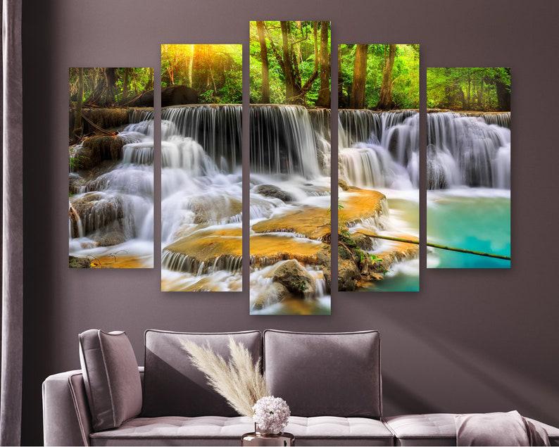 Модульная картина на холсте из пяти частей KIL Art Пейзаж с водопадом 112x68 см (M51_M_504)