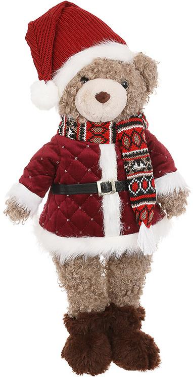 Игрушка новогодняя Мишка-Санта 52 см Бордовый с серым