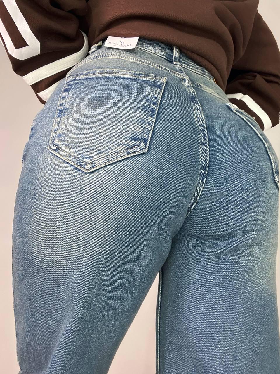 Джинси жіночі Zeo Basic 4741 palazzo jeans висока талія широкі палаццо стрейчеві вінтажні р. 36 Блакитний (3753) - фото 7