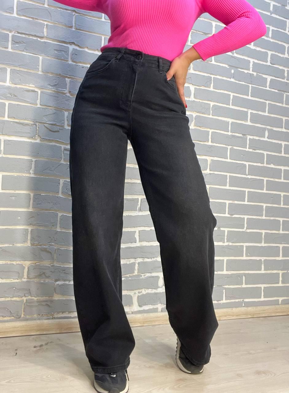 Джинсы женские Its Basic 2506 палаццо вытачки на бедрах стрейчевые р. 34 Черный (2976) - фото 8