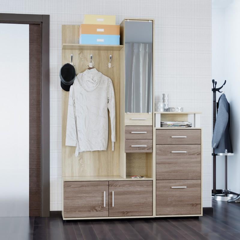 Прихожая комплект Ривьера иТумба для обуви Эверест ТО-1 140х38х200 из ламинированного ДСП Дуб Сонома Трюфель